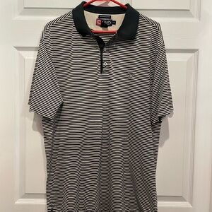 Chaps Black and White Striped Polo Shirt Classic Casual Wear